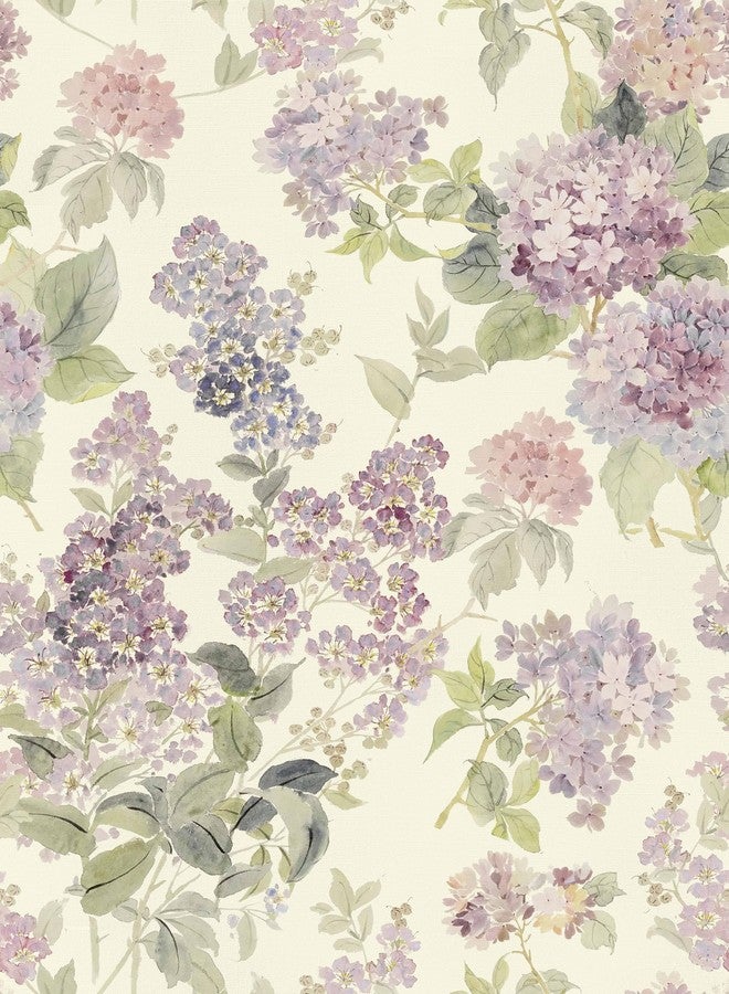 JiffDiff Floral Wallpaper Peel and Stick Modern, Purple Lilac Flower Wall Paper, Vintage Self Adhesive Wallpapers for Bedroom or Furniture Decor, Removable Renter Friendly Contact Paper 120" X17.3" - Image 1